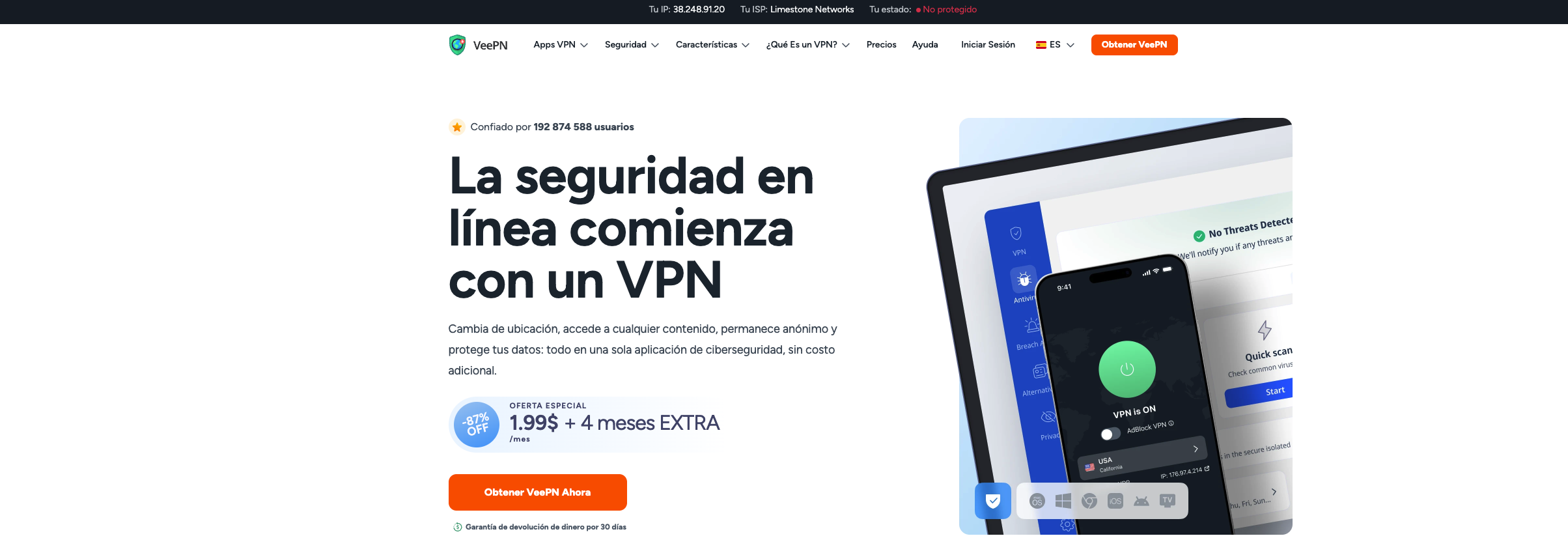 VPN gratuita VeePN activada para acceder a Gemini Student desde fuera de EE. UU.